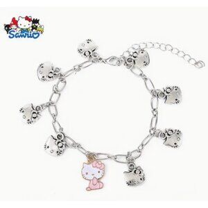 Sanrio Hello Kitty Silver Charm Bracelet – Cute Alloy Chain with Adorable Charms